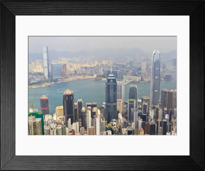 Framed Print : High view of Hong Kong skyline and Victoria Harbour from Victoria Peak Framed Print : High view of Hong Kong skyline and Victoria Harbour from Victoria Peak