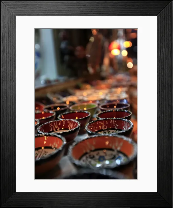 Framed Print : Traditional Turkish bowls on sale at a street stall in the old city of Antayla Framed Print : Traditional Turkish bowls on sale at a street stall in the old city of Antayla