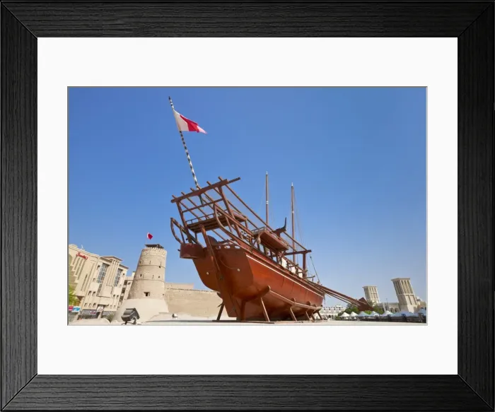 Framed Print : Traditional dhow, Dubai Museum, Al Fahidi Fort, Bur Dubai, United Arab Emirates Framed Print : Traditional dhow, Dubai Museum, Al Fahidi Fort, Bur Dubai, United Arab Emirates