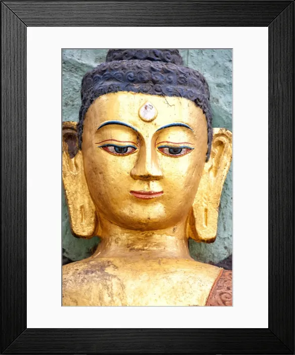 Framed Print : Golden statue of Buddha near Swayambhunath, Kathmandu, Nepal, Asia Framed Print : Golden statue of Buddha near Swayambhunath, Kathmandu, Nepal, Asia