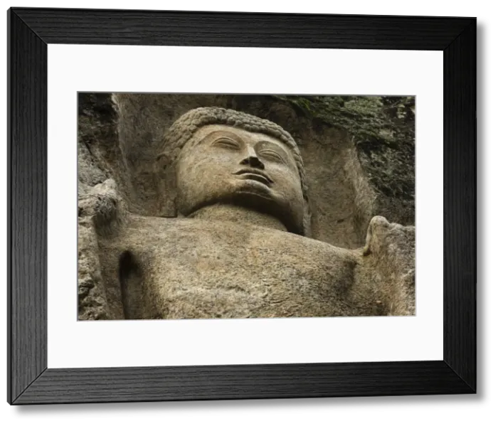 Framed Print : Detail of the 11 meter tall unfinished statue of Buddha at the 1st century BC Dowa Framed Print : Detail of the 11 meter tall unfinished statue of Buddha at the 1st century BC Dowa