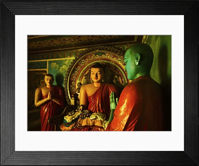 Framed Print : Buddhist statues in an inner chamber at the 1st century BC Dowa (Dhowa) Temple on the road to Ella Framed Print : Buddhist statues in an inner chamber at the 1st century BC Dowa (Dhowa) Temple on the road to Ella
