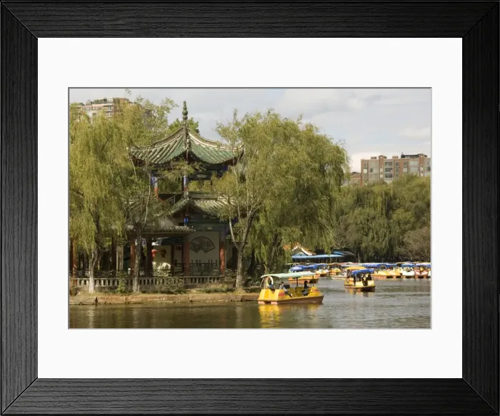 Framed Print : Boating in Green Lake Park, Kunming, Yunnan, China, Asia
