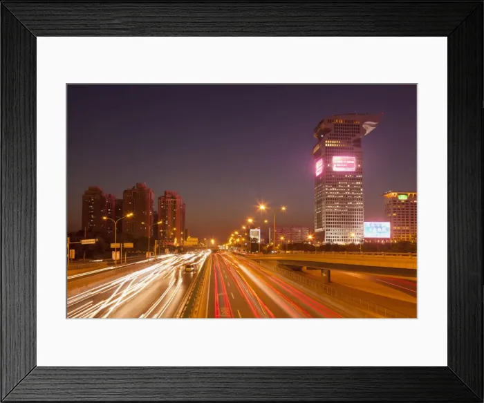 Framed Print : Busy traffic and light trails through city centre, Beijing, China, Asia Framed Print : Busy traffic and light trails through city centre, Beijing, China, Asia