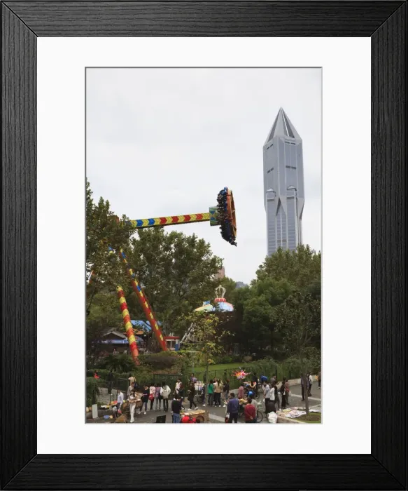 Framed Print : Funfair rides at Peoples Square, Shanghai, China, Asia Framed Print : Funfair rides at Peoples Square, Shanghai, China, Asia
