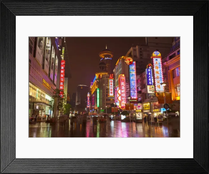 Framed Print : Neon signs and shoppers, Nanjing Road, Shanghai, China, Asia Framed Print : Neon signs and shoppers, Nanjing Road, Shanghai, China, Asia