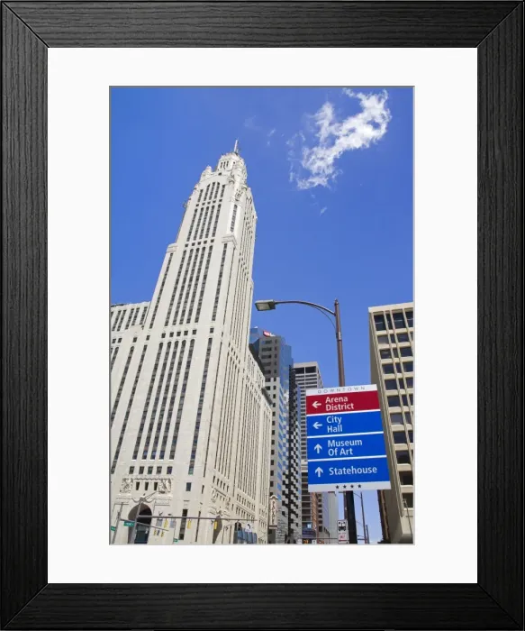 Framed Print : Leveque Tower and road signs, Columbus, Ohio, United States of America, North America Framed Print : Leveque Tower and road signs, Columbus, Ohio, United States of America, North America