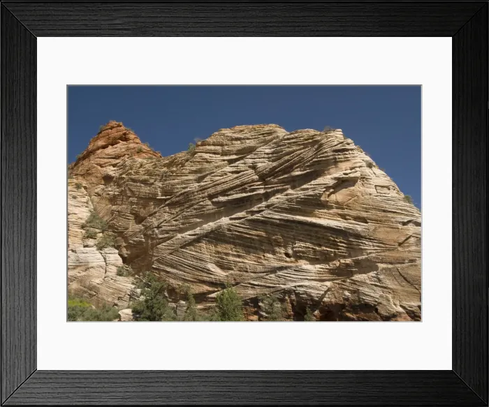 Framed Print : Cross-bedded sandstone formations (ancient sand dunes), seen from the Zion to Mount Carmel Highway Framed Print : Cross-bedded sandstone formations (ancient sand dunes), seen from the Zion to Mount Carmel Highway