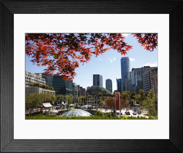 Framed Print : Ice Rink, Robson Square, Downtown, Vancouver, British Columbia, Canada, North America
