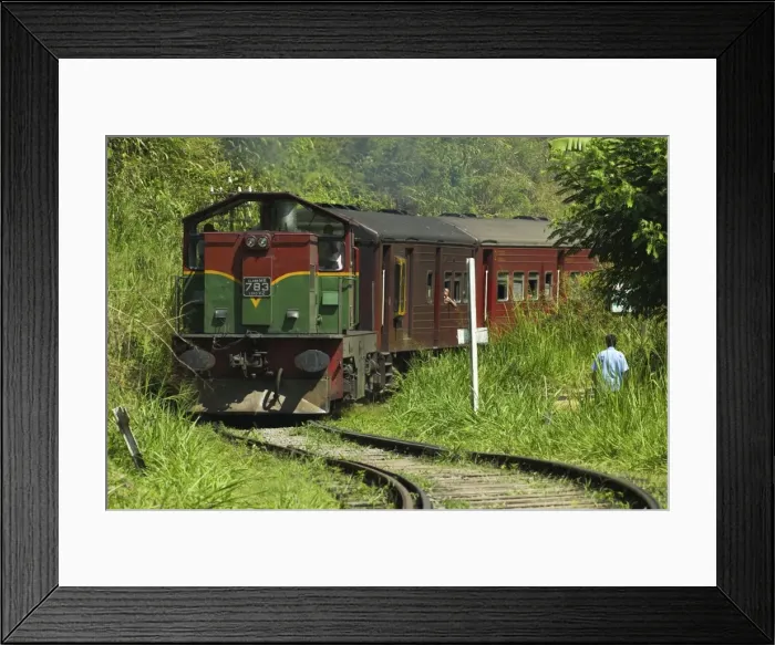 Framed Print : The Badulla to Colombo train, a scenic ride through the Central Highlands with its mountains Framed Print : The Badulla to Colombo train, a scenic ride through the Central Highlands with its mountains