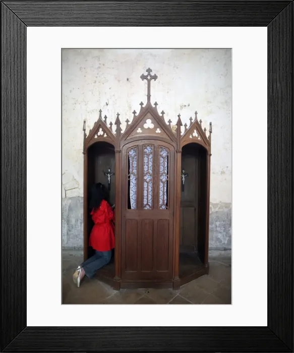 Framed Print : Confession booth, La Ferte-Loupiere, Yonne, Burgundy, France, Europe Framed Print : Confession booth, La Ferte-Loupiere, Yonne, Burgundy, France, Europe