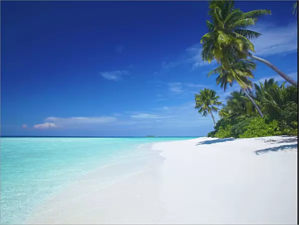 Tropical beach and lagoon, Maldives, Indian Ocean, Asia
