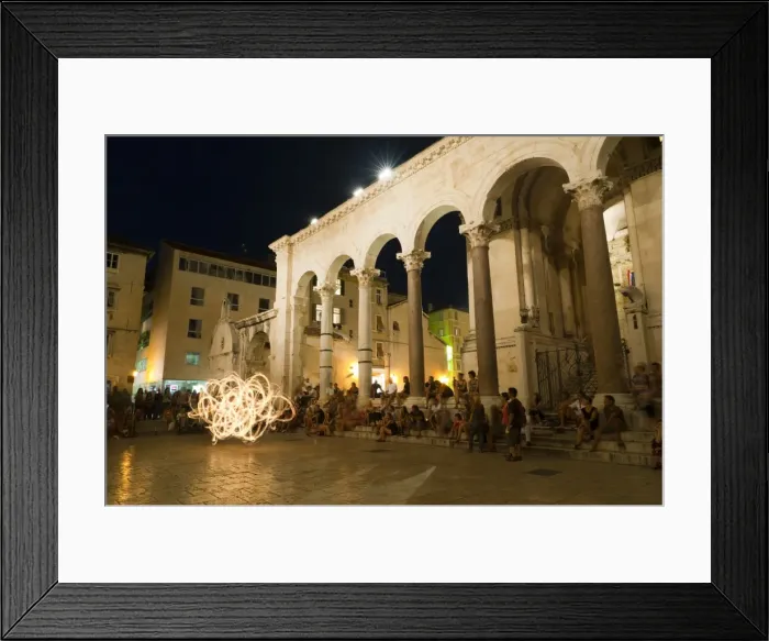 Framed Print : Dancer with fire at the Peristyle, Split, region of Dalmatia, Croatia, Europe Framed Print : Dancer with fire at the Peristyle, Split, region of Dalmatia, Croatia, Europe