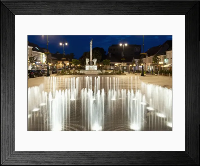 Framed Print : Evening scene around Baroque Plague Column, Hauptplatz Square, Tulln, Niederosterreich Framed Print : Evening scene around Baroque Plague Column, Hauptplatz Square, Tulln, Niederosterreich