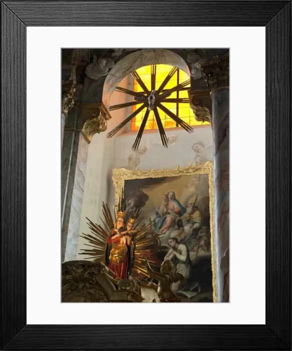 Framed Print : Our Miraculous Lady of Geras, Madonna above altar of Baroque Parish Church Framed Print : Our Miraculous Lady of Geras, Madonna above altar of Baroque Parish Church
