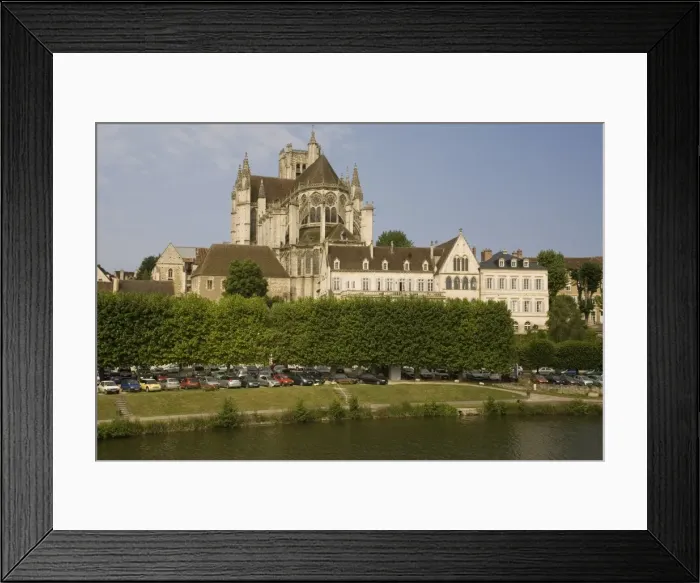 Framed Print : Cathedral and River Yonne, Auxerre, Burgundy, France, Europe