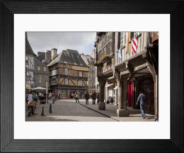 Framed Print : Medieval town centre, Dinan, Brittany, France, Europe Framed Print : Medieval town centre, Dinan, Brittany, France, Europe
