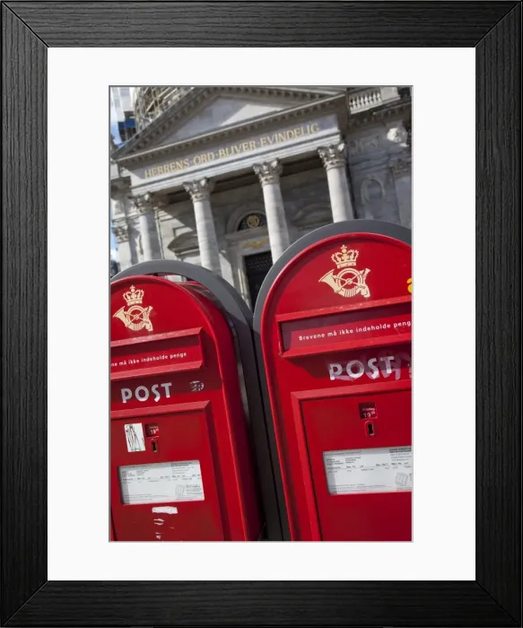 Framed Print : Red post boxes and marble church entrance, Copenhagen, Denmark, Scandinavia, Europe Framed Print : Red post boxes and marble church entrance, Copenhagen, Denmark, Scandinavia, Europe