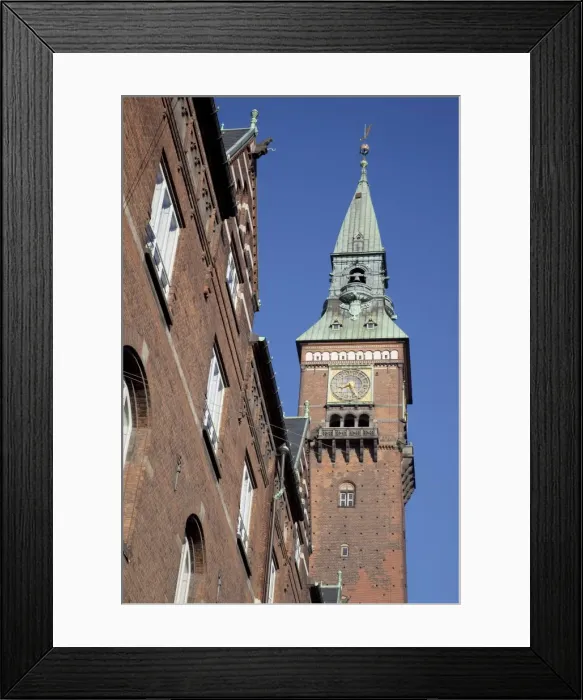 Framed Print : City Hall and Clocktower, Copenhagen, Denmark, Scandinavia, Europe