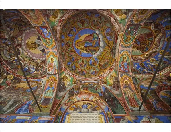 Arcade murals depicting religious figures and scenes, Church of the Nativity