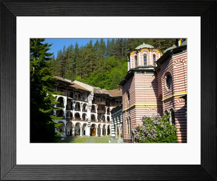 Framed Print : Courtyard, dormitories and Church of the Nativity, Rila Monastery, UNESCO World Heritage Site Framed Print : Courtyard, dormitories and Church of the Nativity, Rila Monastery, UNESCO World Heritage Site