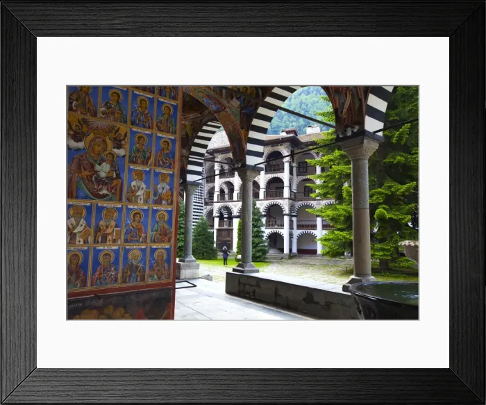 Framed Print : Arcade murals depicting religious figures, Church of the Nativity, Rila Monastery Framed Print : Arcade murals depicting religious figures, Church of the Nativity, Rila Monastery