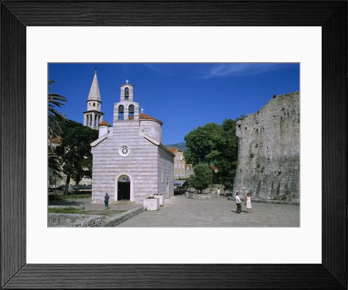 Framed Print : Sveti Trojice (Holy Trinity) church and Citadel walls, Old Town, Budva Framed Print : Sveti Trojice (Holy Trinity) church and Citadel walls, Old Town, Budva