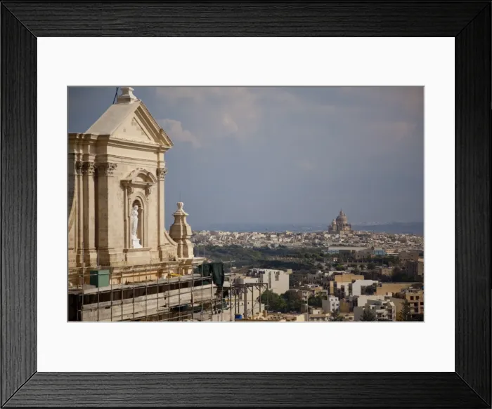 Framed Print : Gozo Cathedral and Xewkija Dome from the Citadel, Rabat (Victoria), Gozo Framed Print : Gozo Cathedral and Xewkija Dome from the Citadel, Rabat (Victoria), Gozo