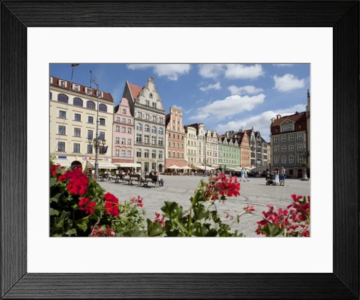 Framed Print : Market Square from cafe, Old Town, Wroclaw, Silesia, Poland, Europe