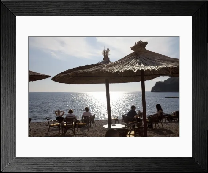 Framed Print : People relaxing on the beach at Budva on the Adriatic coast, Budva, Montenegro, Europe Framed Print : People relaxing on the beach at Budva on the Adriatic coast, Budva, Montenegro, Europe
