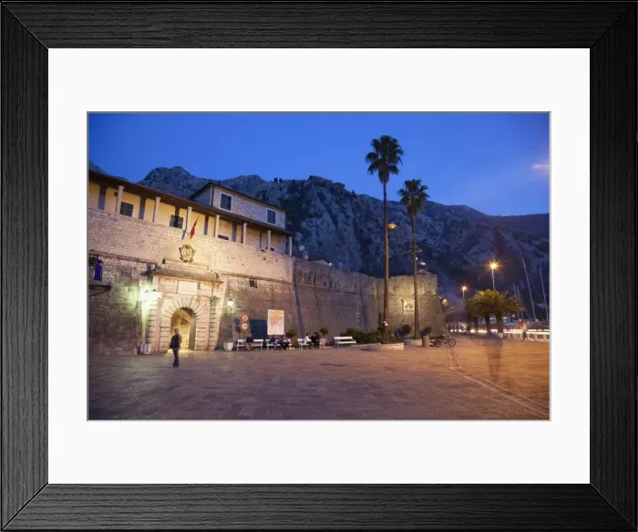 Framed Print : Sea Gate at night in the fortified told town of Kotor, UNESCO World Heritage Site Framed Print : Sea Gate at night in the fortified told town of Kotor, UNESCO World Heritage Site