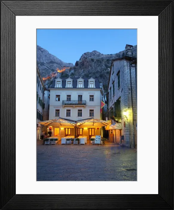 Framed Print : Quiet cafe in the old town of Kotor at night, Kotor, UNESCO World Heritage Site Framed Print : Quiet cafe in the old town of Kotor at night, Kotor, UNESCO World Heritage Site