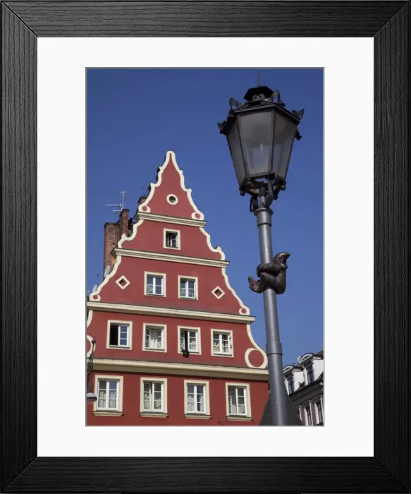 Framed Print : Lampost and colourful architecture, Salt Square, Old Town, Wroclaw, Silesia Framed Print : Lampost and colourful architecture, Salt Square, Old Town, Wroclaw, Silesia