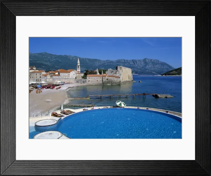 Framed Print : View over the Old Town, Budva, The Budva Riviera, Montenegro, Europe Framed Print : View over the Old Town, Budva, The Budva Riviera, Montenegro, Europe