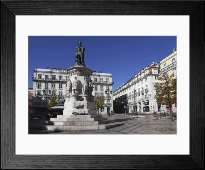 Framed Print : Largo de Camoes square, with the Luiz de Camoes memorial, at Bairro Alto