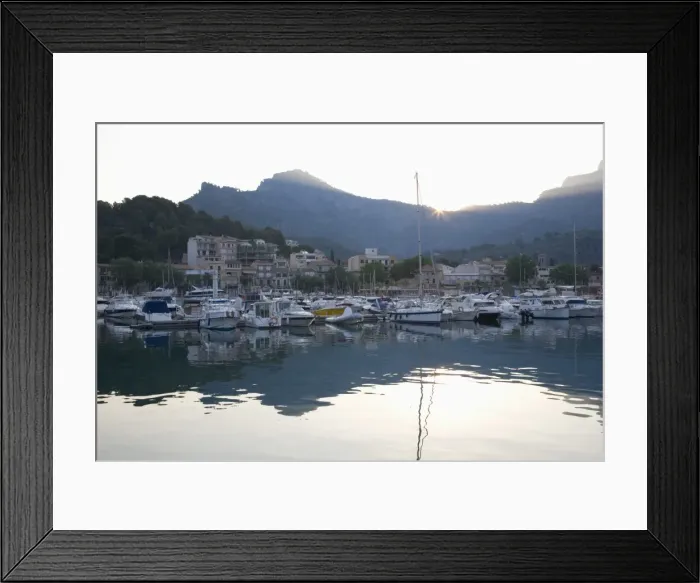 Framed Print : View across the harbour at sunrise, Port de Soller, Mallorca, Balearic Islands Framed Print : View across the harbour at sunrise, Port de Soller, Mallorca, Balearic Islands