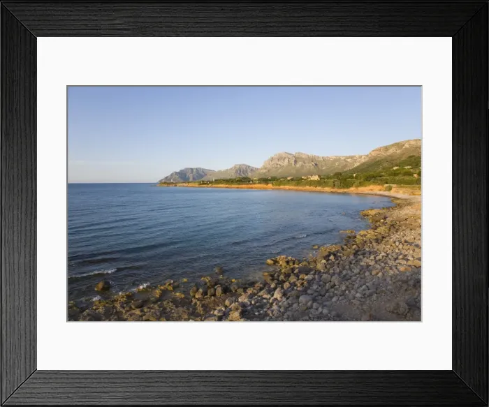 Framed Print : View along coast towards Cap Ferrutx at sunset, Colonia de Sant Pere, near Arta Framed Print : View along coast towards Cap Ferrutx at sunset, Colonia de Sant Pere, near Arta