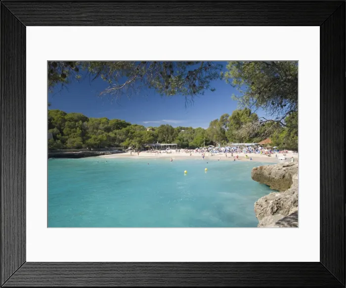 Framed Print : View across the turquoise waters of Cala Mondrago, Parc Natural de Mondrago Framed Print : View across the turquoise waters of Cala Mondrago, Parc Natural de Mondrago