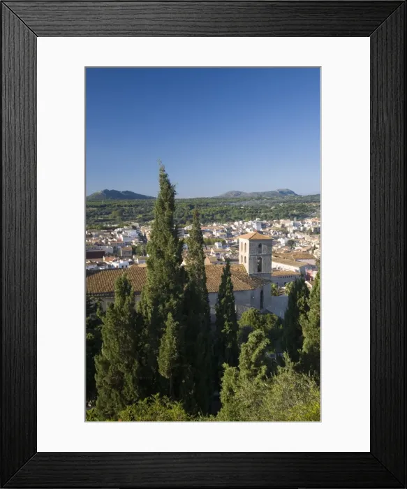 Framed Print : View over town from the Sanctuary of Sant Salvador with the tower of the parish church prominent Framed Print : View over town from the Sanctuary of Sant Salvador with the tower of the parish church prominent