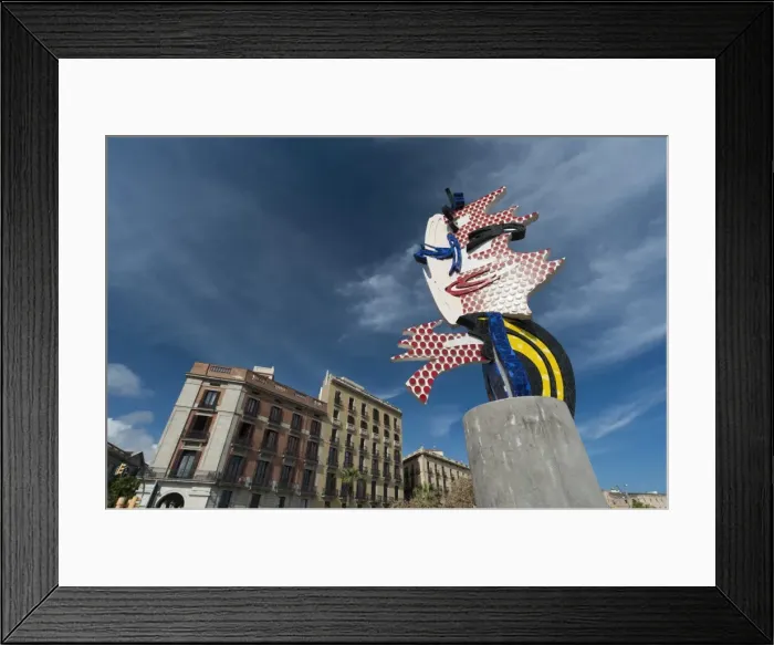 Framed Print : Sculpture entitled Barcelona Head by Roy Lichtenstein, Placa d Antoni Lopez Framed Print : Sculpture entitled Barcelona Head by Roy Lichtenstein, Placa d Antoni Lopez