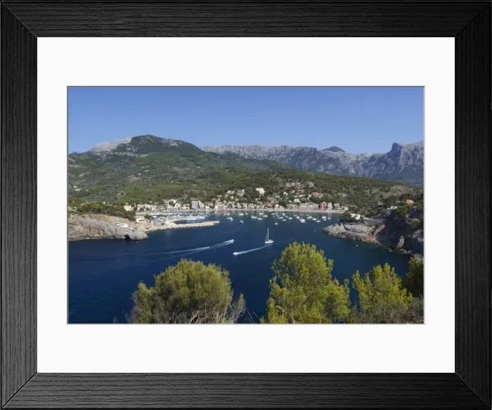 Framed Print : View over bay and harbour, Port de Soller, Mallorca (Majorca), Balearic Islands Framed Print : View over bay and harbour, Port de Soller, Mallorca (Majorca), Balearic Islands