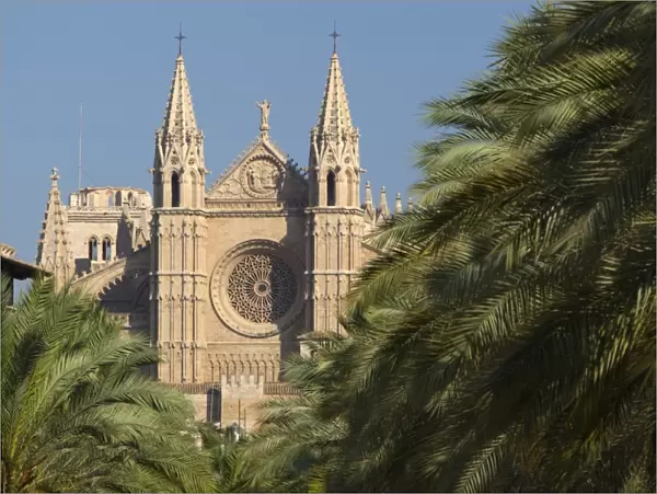 West front, Palma Cathedral (La Seu), Palma de Mallorca, Mallorca (Majorca)