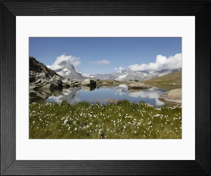 Framed Print : Lake Riffelsee and the Matterhorn, Zermatt, Valais, Swiss Alps, Switzerland, Europe Framed Print : Lake Riffelsee and the Matterhorn, Zermatt, Valais, Swiss Alps, Switzerland, Europe