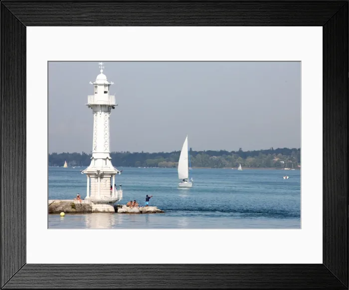 Framed Print : Leman Lake lighthouse, Lake Geneva, Geneva, Switzerland, Europe Framed Print : Leman Lake lighthouse, Lake Geneva, Geneva, Switzerland, Europe