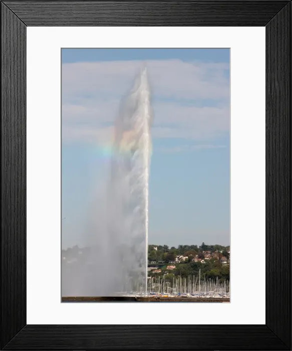 Framed Print : Jet d Eau, the worlds tallest fountain, on Lake Geneva (Lake Leman) Framed Print : Jet d Eau, the worlds tallest fountain, on Lake Geneva (Lake Leman)