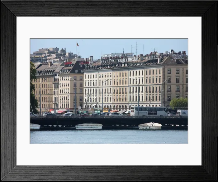 Framed Print : Mont Blanc Bridge, Geneva, Switzerland, Europe Framed Print : Mont Blanc Bridge, Geneva, Switzerland, Europe