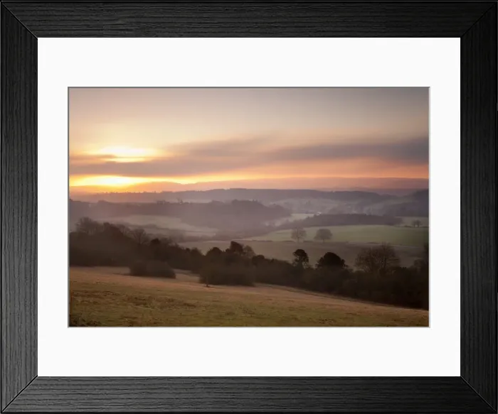 Framed Print : Newlands Corner view at dawn, near Guilford, Surrey Hills, North Downs Framed Print : Newlands Corner view at dawn, near Guilford, Surrey Hills, North Downs