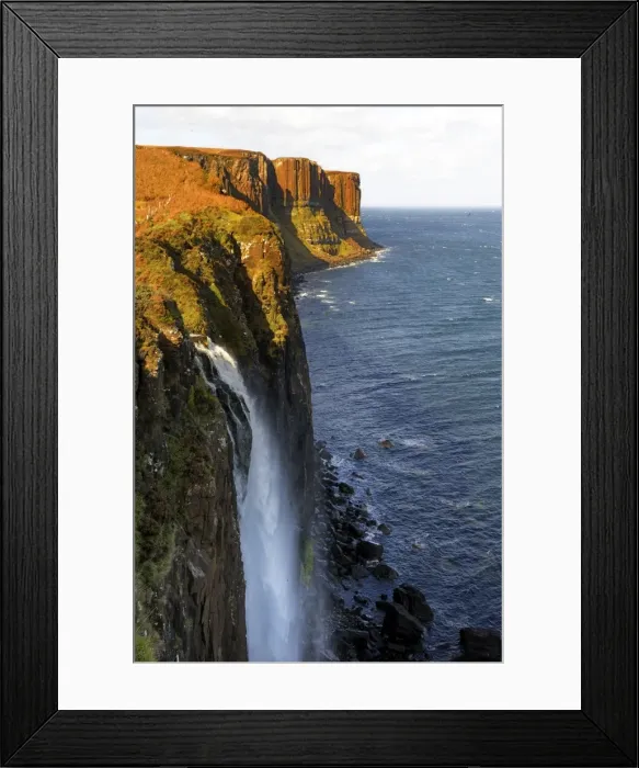 Framed Print : Waterfall at Kilt Rock, famous basaltic cliff near Staffin, Isle of Skye Framed Print : Waterfall at Kilt Rock, famous basaltic cliff near Staffin, Isle of Skye