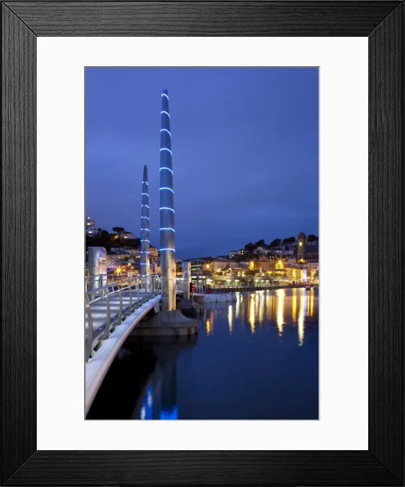 Framed Print : Harbour Bridge at dusk, Torquay, Devon, England, United Kingdom, Europe Framed Print : Harbour Bridge at dusk, Torquay, Devon, England, United Kingdom, Europe