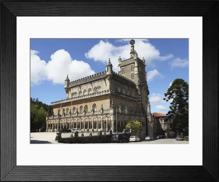 Framed Print : The neo-Manueline Palace of Busaco, now a five star heritage hotel, in the Busaco Forest at Luso Framed Print : The neo-Manueline Palace of Busaco, now a five star heritage hotel, in the Busaco Forest at Luso
